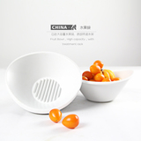创意日式陶瓷碗餐具白色大号元宝碗水果碗沙拉碗酒店家用简约时尚