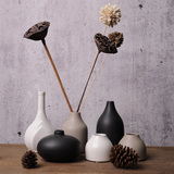 北欧简约创意家居客厅装饰品摆设现代餐厅桌面黑白色陶瓷花瓶摆件