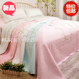 外贸韩国纯棉纯色绣花绗缝菲边超柔夏凉被床单床盖凉席床上用品