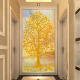 大型壁画 简约时尚欧式 玄关走廊背景墙纸无缝整张客厅发财摇钱树