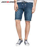 JackJones杰克琼斯新款棉质直筒水洗休闲男夏牛仔短裤S|216243019