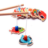 儿童磁性钓鱼玩具 木制双杆钓鱼 铁盒装钓鱼亲子互动宝宝益智游戏