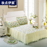 韩版蕾丝床裙床罩单件 纯棉床面 席梦思床罩床套1.5/1.8米 公主风