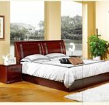 美国进口红橡木床简约现代中式全实木双人床1.5/1.8米储物高箱床