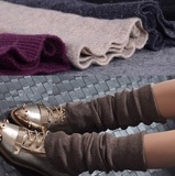 2件包邮 羊仔毛羊绒细竖条纹纯色袜套女韩国堆堆袜过膝秋保暖腿套