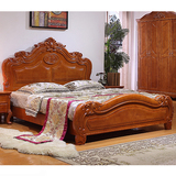 欧式床全实木双人床纯美式储物高箱1.5m婚床雕花简欧橡木床1.8米
