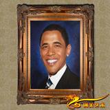 创美艺术纯手绘油画肖像名人订制 名人临摹油画 奥巴马肖像油画