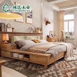 林氏木业北欧软靠双人床1.5 1.8米卧室简约时尚大床皮床家具BH4A#