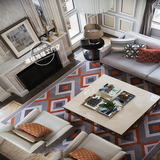 现代简约复古菱形客厅沙发茶几卧室书房手工羊毛腈纶定制地毯WJ23