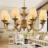 索莱德美式吊灯欧式全铜吊灯简约美式乡村全铜灯客厅卧室餐厅灯具
