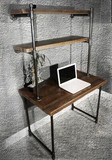 欧美式工业水管 复古铁艺实木书桌 电脑桌 墙壁置物隔板书架
