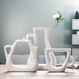 现代简约家居家装饰品客厅摆设陶瓷创意抽象三件套茶壶工艺品摆件