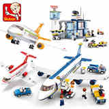 城市拼装乐高国际机场军事飞机直升机客机男孩6-8-12岁玩具积木