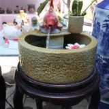流水器陶瓷喷泉雾化加湿器摆件 家居水景金鱼招财鱼缸桌面装饰