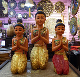 东南亚风情摆件泰国工艺品跪佛像创意泰式家居装饰摆设侍女摆件