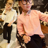 女童白衬衫长袖春款韩版儿童装打底衫纯棉长袖白衬衣学生表演校服