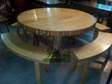 SW861实木圆形餐桌组合餐桌椅组合田园风格简约餐厅饭桌餐台
