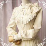 Lolita洛丽塔春装新款雪纺长袖女白衬衣气质灯笼袖修身衬衫