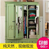 上海桦木成人实木家具定制三门衣柜美式欧式家制美式乡村衣柜品牌