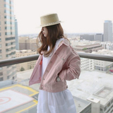 2016秋季韩国甜美粉色宽松牛仔外套女学生长袖上衣夹克衫