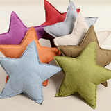 村色五角星抱枕棉麻创意饰品纯色沙发抱枕靠垫可爱布艺简约现代