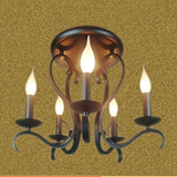 欧式铁艺吸顶灯 灯饰灯具蜡烛吊灯 适用于矮房复式楼房间 餐厅灯