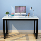 简约钢化玻璃电脑桌台式家用简易办公桌现代钢木写字台学习书桌