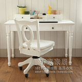 美式乡村书桌 韩式田园电脑桌台式家用实木办公桌欧式白色写字台