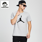 Amokk夏季短袖T恤男圆领 飞人乔丹篮球运动T恤加肥大码衣服男体恤