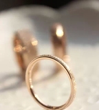 韩国韩版时尚想你玫瑰金磨砂极细彩金戒指指环钛钢饰品尾戒食指女