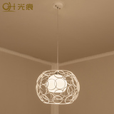 美式单头吊灯现代简约创意客厅卧室餐厅咖啡厅铁艺玻璃圆形吧台灯