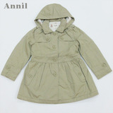 安奈儿女童装冬季新款 正品 双层中长款风衣外套大衣AG445462