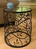 欧式铁艺床头柜 圆形树枝小鸟创意矮桌 休闲玻璃桌子