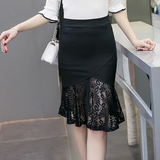 【天天特价】新款韩版蕾丝拼接高腰弹力半身裙性感包臀鱼尾裙大码