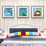 现代简约可爱温馨儿童房装饰画壁画餐厅卧室床头有框挂画创意墙画