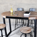 美式loft复古餐桌 实木会议桌 铁艺松木办公桌 椭圆形餐桌椅组合