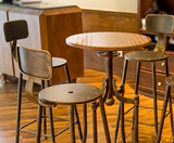 cj工业风铁艺吧台桌椅组合酒吧高脚桌椅圆形吧桌吧凳