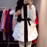 韩版2015冬装新款羽绒服时尚修身女加厚中长款收腰白色外套潮