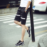 流行夏季韩版帅气修身短裤时尚个性休闲裤男装沙滩裤弹性跑步打球
