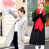 2015冬装新款女装韩版毛呢拼接显瘦棉衣女中长款加厚羽绒棉服外套