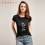 ESPRIT 2016夏新品女士全棉字母印花短袖修身款T恤-076EE1K023