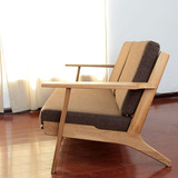 日式家具 外贸出口原单 白橡木纯实木布艺三人沙发新品特价促销