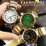 香港代购大表盘罗马字金色镶钻玛瑙绿/银色女士精钢手表MK6065