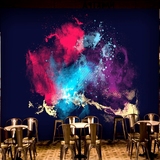 壁画吧台背景墙纸壁纸个性艺术创意色彩涂鸦咖啡厅酒吧 3d立体