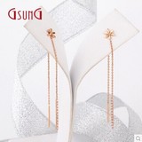 GsunG珠宝热销正品18K玫瑰红金彩金钻石耳线耳环送礼女生特价时尚