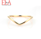 ELA18K弧形素金黄金戒指关节食指尾环女戒指求婚订婚珠宝奢华定制