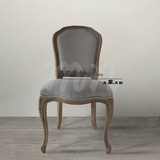 美式乡村风格/实木橡木做旧白工艺客厅椅/法式书房椅/咖啡厅餐椅
