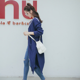 风衣女2016秋季新款韩版宽松针织外套中长款开衫单件长袖纯色毛衣