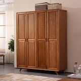 北欧4门衣柜实木衣橱卧室家具现代木质柜子整体储物柜雕花紫檀木