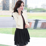 2016春女装韩版长袖连衣裙短裙小西装外套披肩休闲两件套装FZ-02